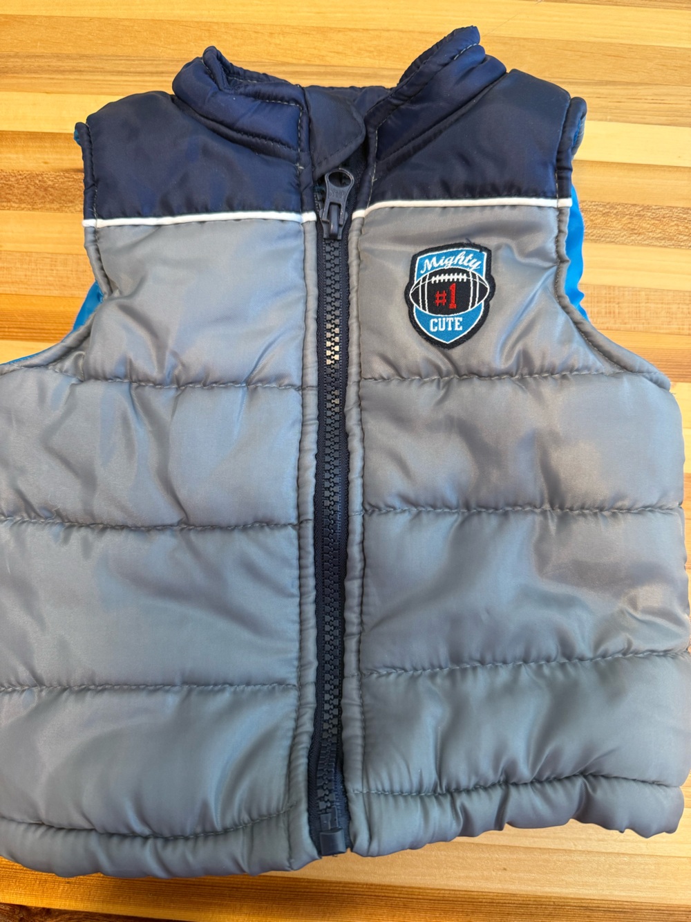 healthtex Gray & Navy Puffer Vest with Sport Patch